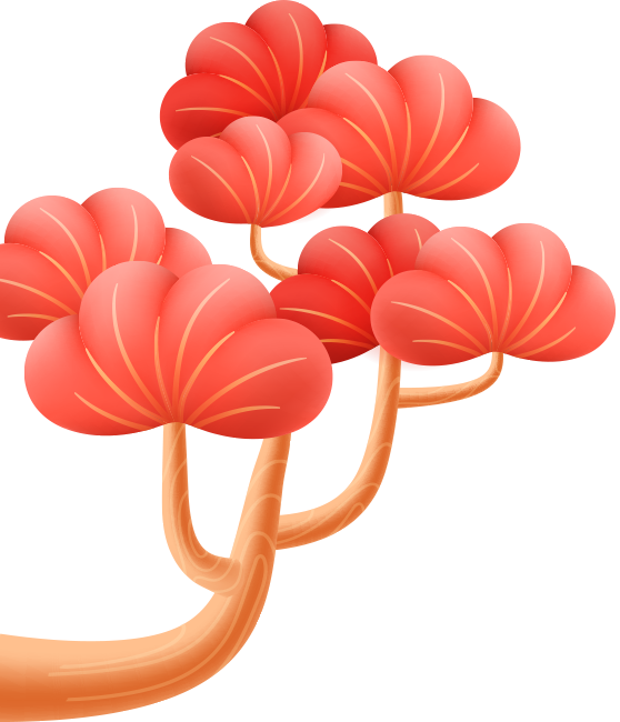 รูปต้นไม้สีแดงด้านซ้าย